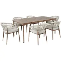 Beliani FLAVIA - Tuintafelset-Donkere houtkleur-Aluminium