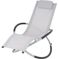 ECD-Germany ECD Duitsland: Schommelstoel/ligstoel, inklapbaar, lichtgrijs, met hoofdkussen, stalen frame, weerbestendig, ademend, ergonomische relaxstoel