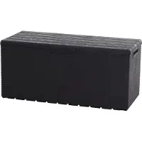 Toomax Kussenkist Portofino, 340 liter, met een uitstraling van riet/hout, gemaakt van kunststof, kleur: antraciet