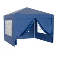 Wiltec paviljoen, 3 x 3 meter, blauw, met UV-bescherming 50+, tuinpaviljoen met afneembare zijden, partytent met ramen, geschikt voor bijvoorbeeld terras en festivals