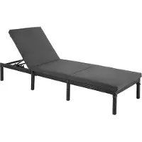 Acaza Ligbed Tuin - Ligstoel - Zonnebed - Stretcher - Ligzetel Buiten - Ligbed Opvouwbaar - Strandbed - Lounge Bed - Tot 150 kg - 2 Meter - 5 Standen - Inclusief 5 cm Dik Kussen - Donkergrijs