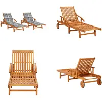 vidaXL Ligstoelen 2 st met kussens massief acaciahout - Zonnestoel - Zonnestoelen - Zonnebed - Zonnebedden