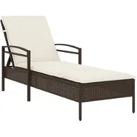 vidaXL Ligbed met kussen 63x200x81 cm poly rattan bruin