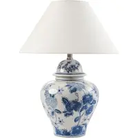 Beliani SORRAIA - Tafellamp - Wit/Blauw - Porselein/Linnen