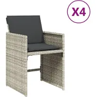 vidaXL Tuinstoelen 4 st met kussens poly rattan lichtgrijs