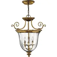 HINKLEY Elstead Cambridge hanglamp, E14, 3-lichts, 60 cm, geborsteld messing
