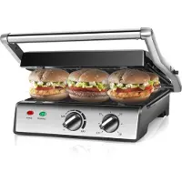 Aigostar MAX 300000HIX sandwich-wafelgrill, roestvrijstalen behuizing, 2000 watt, thermostaat, schuine vetopvang