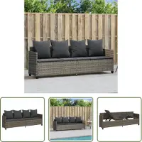 The Living Store Lounge Stoel - Ligbed - Ligbed met kussen poly rattan grijs - Tuinset - Buitendecoratie - Outdoor Furniture