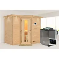 Karibu | Sahib 2 Sauna met Dakkraag | Energiesparende Deur | Biokachel 9 kW Externe Bediening