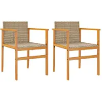 vidaXL Tuinstoelen 2 st met kussens poly rattan en massief hout beige