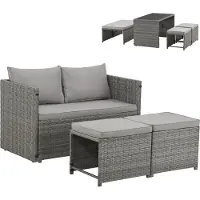 SVITA ATHINA Zitgroep Outdoor - Tuinmeubelset, Balkonmeubels, Polyrattan, Grijs