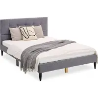 Homestyle4u Tweepersoonsbed - 140 x 200 cm - Gestoffeerd bed - Grijs