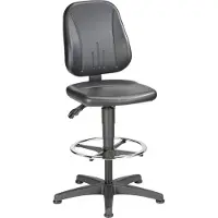 BIMOS Werkstoel 9651, kunstleer, glijders, voetenring, zwart