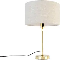 QAZQA Tafellamp goud verstelbaar met kap lichtgrijs 35 cm - Parte