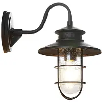 LINDBY Wandlamp buiten Kyan, dimbaar, zwart, Kunststof, Antiek, Wandlamp buiten