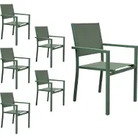 Happy Garden Set van 6 saliegroene aluminium stoelen - saliegroen textilene