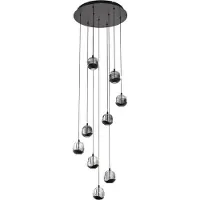 LUCANDE Hanglampe , Hayley, Zwart, Woonkamer, Glas, Designer