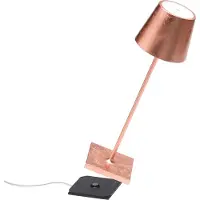 Zafferano Poldina mini-acculamp binnenkant koper mini, dimbaar, koper, Woon-/ Eetkamer, Aluminium, Modern
