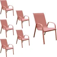 Happy Garden Set van 6 MARBELLA stoelen in terracotta textilene - terracotta aluminium