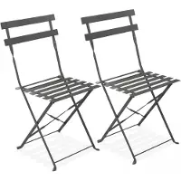 Oviala - Set van 2 opvouwbare stalen stoelen in grijs - Rome