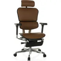 Hjh OFFICE Bureaustoel / Directiestoel ERGOHUMAN PLUS LEGPRO GEN2 Leder met beensteun mesh lichtbruin