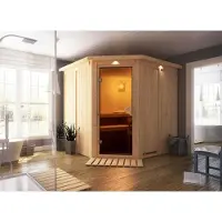 Karibu | Jarin Sauna met Dakkraag | Bronzeglas Deur