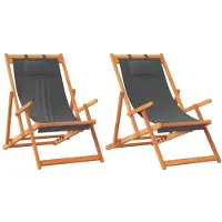 vidaXL Strandstoelen 2 st inklapbaar stof grijs