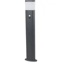 LINDBY LED tuinpadverlichting Obri, 80 cm, antraciet, sensor Obri, zwart, Roestvrij staal, Modern