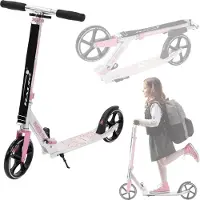HAUKI City scooter roze opvouwbare en in hoogte verstelbare step met XXL wielen step & kick scooter