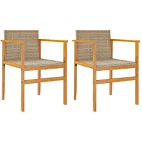 vidaXL Tuinstoelen 2 st poly rattan en massief hout beige