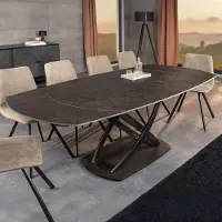 Riess Uitschuifbare eettafel INCEPTION 130-190cm roest ovaal keramiek brons frame - 46425
