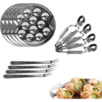 Spies Online 12-delige Escargot Set – RVS Slakkenbord met Slakkentangen & Vorkjes – Slakkenservies voor Gevulde Escargots – Escargot Bestek & Slakkenhouder – Voor Voorgerecht / Diner / Kerstdiner – Zilver