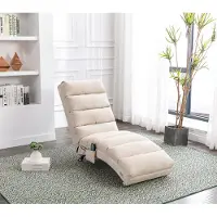 OKWISH Massagestoel met afstandsbediening, relax fauteuil voor slaapkamer, kantoor, woonkamer, 5 massageprogramma's, beige