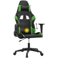 vidaXL Massage gamestoel kunstleer zwart en groen