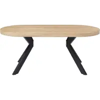 Vente-unique Eettafel 6 personen van mdf en metaal - Licht naturel en zwart - KOMONI
