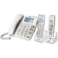 Geemarc Telecom Geemarc PACK SENIOR 295: Versterkte, bedrade seniorentelefoon (30 dB) met antwoordapparaat, plus 2 extra DECT-telefoons (met en zonder fototoetsen) - Duitse versie