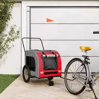 Prolenta Maison Exclusive - Fietsaanhangwagen voor honden, rood en grijs. Gemaakt van Oxford-stof en metaal
