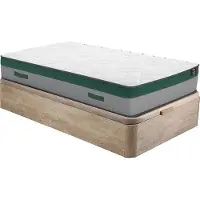 Vente-unique Bedset 90 x 190 cm - Bedbodem met lichte houtkleur en opbergruimte + matras met pocketveren - PRESTIGE van YSMÉE