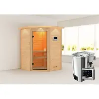 Karibu | Antonia Sauna met Dakkraag | Biokachel 3,6 kW Externe Bediening