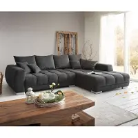 DELIFE Hoekbank Josea 300x220 cm microvezel zwart Recamiere rechts