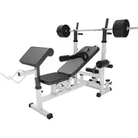 Gorilla Sports Universele Halterbank Wit Met 40 kg Halterset Kunststof