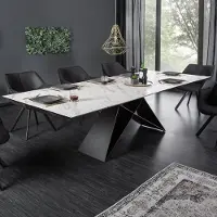 Riess Uitschuifbare eettafel PROMETHEUS 180-220-260cm wit marmer keramiek gemaakt in Italie - 39562