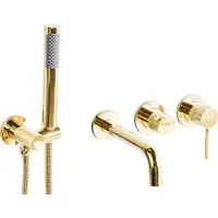 Beliani JAVIRA - Wandgemonteerde badmengkraan - Goud - Messing