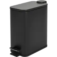 SVITA ST5 vuilnisbak, pedaalemmer, pedaalemmer, 5 l, badkamer, keuken, inclusief binnenemmer, pedaalmechanisme, soft close deksel, rechthoekige draaggreep, zwart