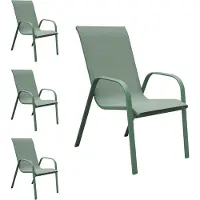 Happy Garden Set van 4 MARBELLA salie groene textilene stoelen - salie groen aluminium