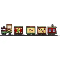 Clayre & Eef Tiffany tafellamp trein 100x9x20 cm groen glas tiffany lampen