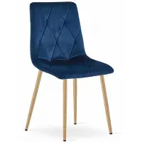 Leobert Eetkamerstoel LIBRA Donkerblauw – Houtlook Metalen Poten, Modern Velvet Bekleding, Ergonomisch Design, Max. 120 kg