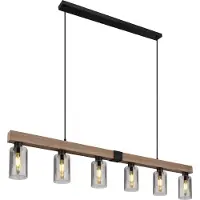 Globo Hanglamp Hadera 6-lichts zwart met smoke glas