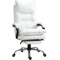 Vinsetto ergonomische bureaustoel met voetsteun, in hoogte verstelbare stoel, draaistoel, rugleuning verstelbaar van 90° tot 155°, Polyurethanmateriaal, afmetingen 70 x 68 x 122-130 cm
