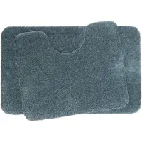 Prima Set - - Soft - Badmat - 50x80cm - donker groen - en - Wcmat - 50x60cm - donker groen - met uitsparing 21cm - antislip
